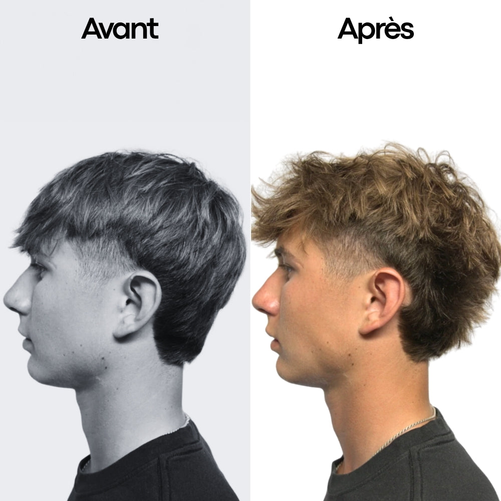 Avant après du sea salt spray sur cheveux lisse