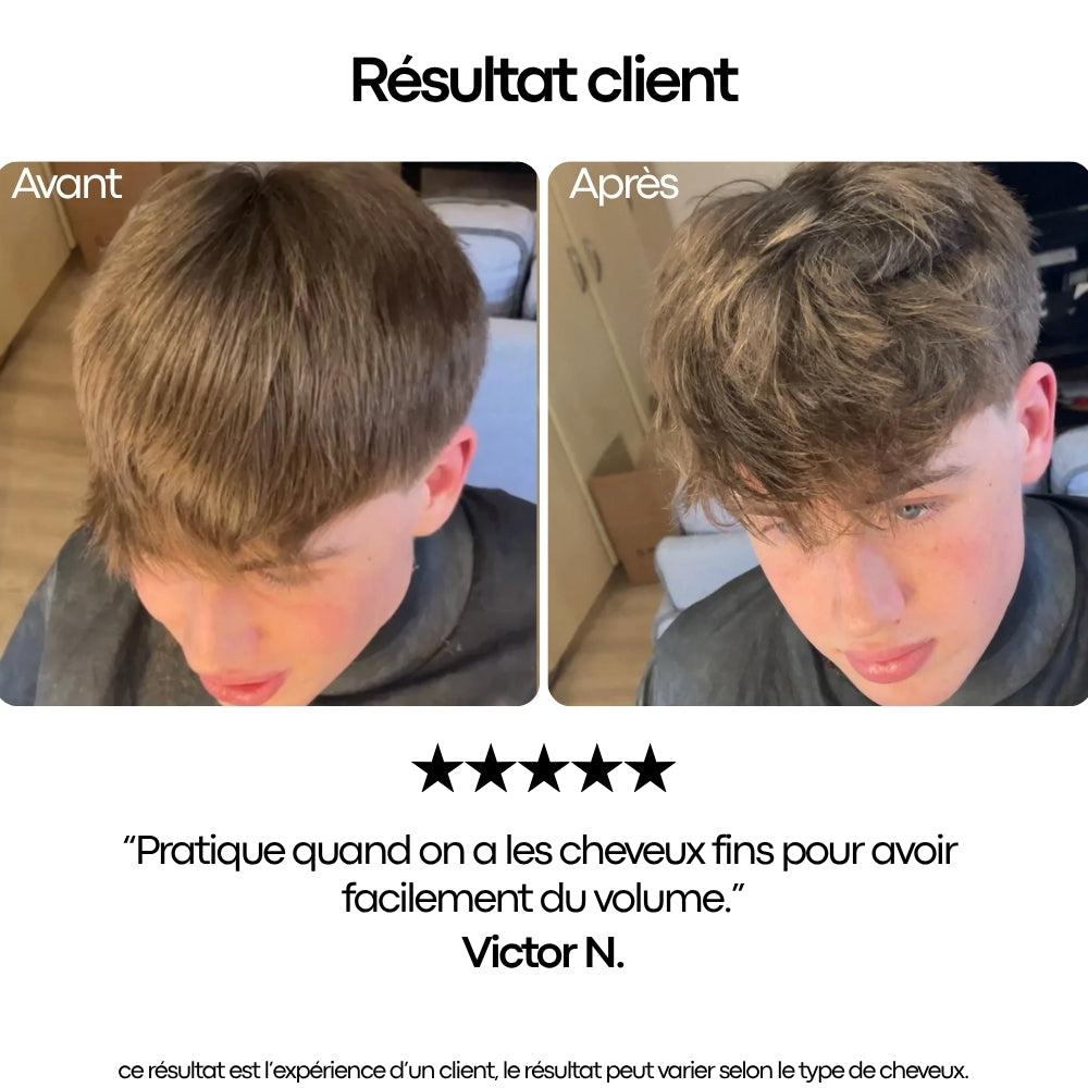 résultat sur un client du sea salt spray avec des cheveux fin 