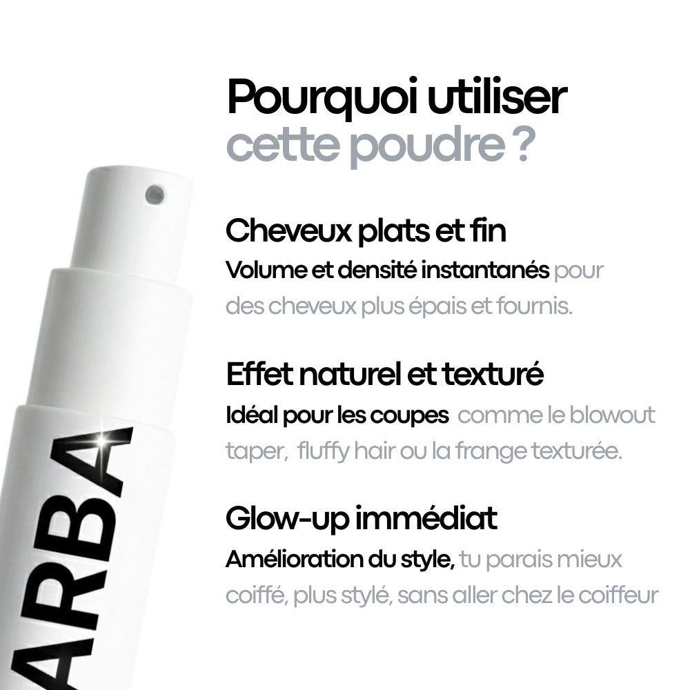 Utilisation de la poudre texture coiffante